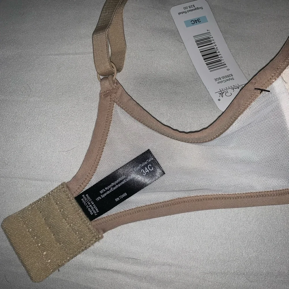 RENE ROFE NUDE BEIGE WIRELESS LIGHTLY PADDED LACE TRIPLE HOOK TSHIRT BRA 34C - Picture 5 of 6